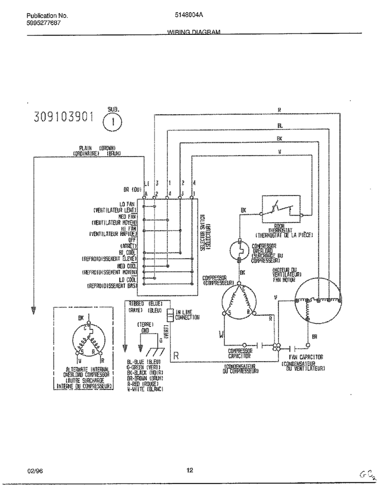 Wiring Diagram Diagram and Parts List for 5148004A  Frigidaire Air Conditioner