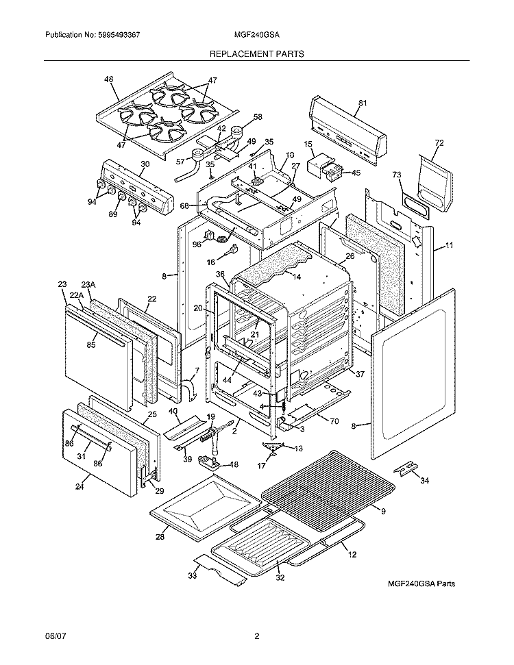 REPLACEMENT PARTS Diagram and Parts List for MGF240GSA  Uni Cooktop