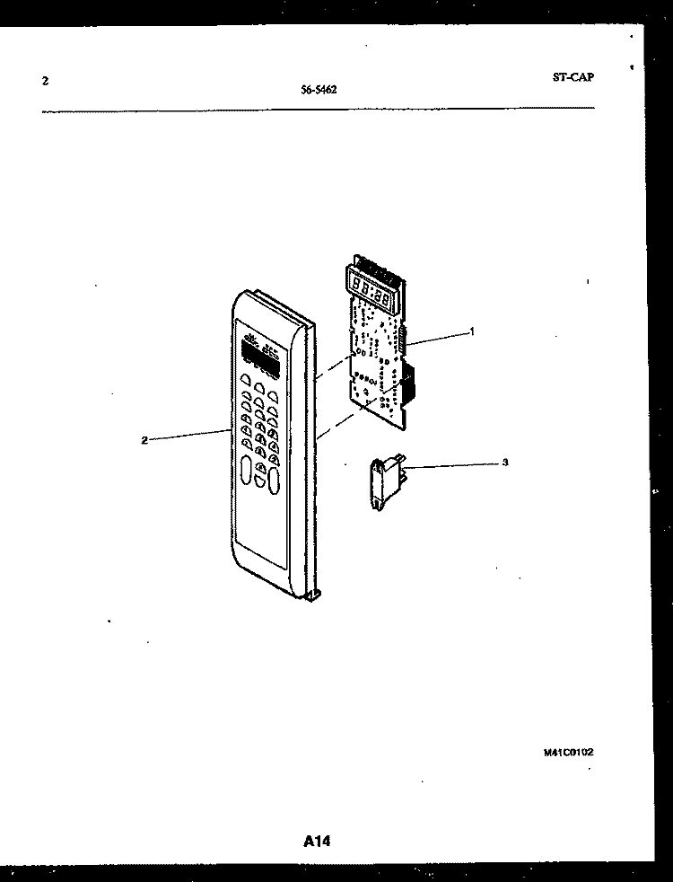 CONTROL PANEL Diagram and Parts List for 56-5462-10-01  Tappan Microwave