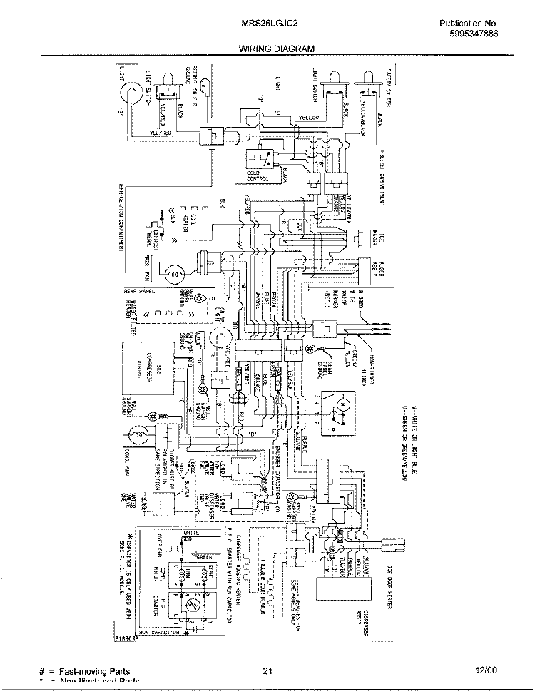 WIRING DIAGRAM Diagram and Parts List for MRS26LGJC2  Frigidaire Refrigerator