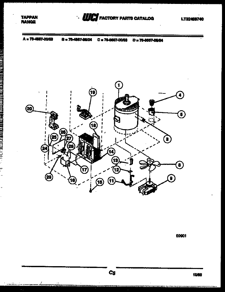 POWER CONTROL Diagram and Parts List for 76-4667-00-04  Tappan Microwave Oven Combo