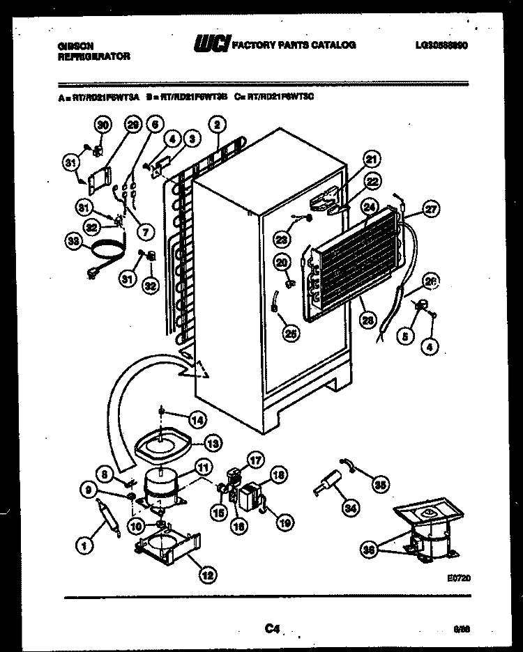 SYSTEM AND AUTOMATIC DEFROST PARTS Diagram and Parts List for RT21F6WT3B  Gibson Refrigerator