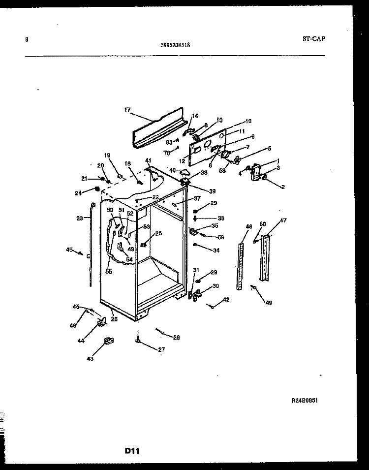 CABINET PARTS Diagram and Parts List for FPCE21TRW0  Frigidaire Refrigerator