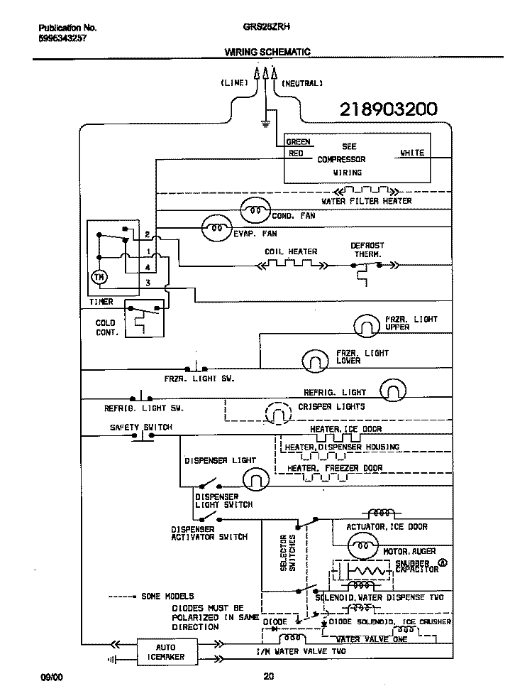 WIRING SCHEMATIC Diagram and Parts List for GRS26ZRHW5  Gibson Refrigerator