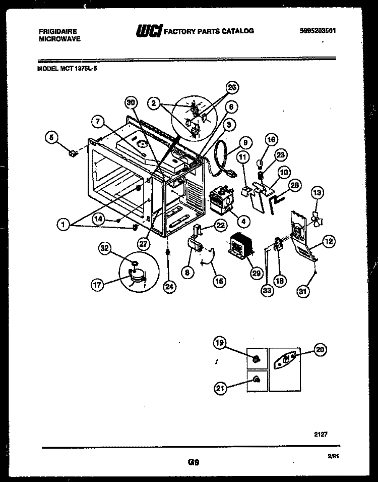 FUNCTIONAL PARTS Diagram and Parts List for MCT1375L5  Frigidaire Microwave