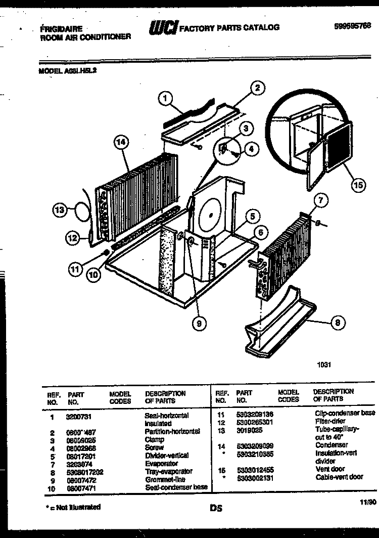 UNIT PARTS Diagram and Parts List for A08LH5L2  Frigidaire Air Conditioner