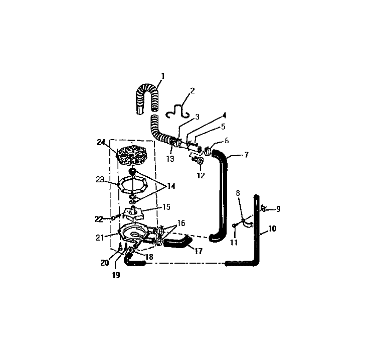 PUMP & HOSES Diagram and Parts List for LC550EXD3  Frigidaire Washer
