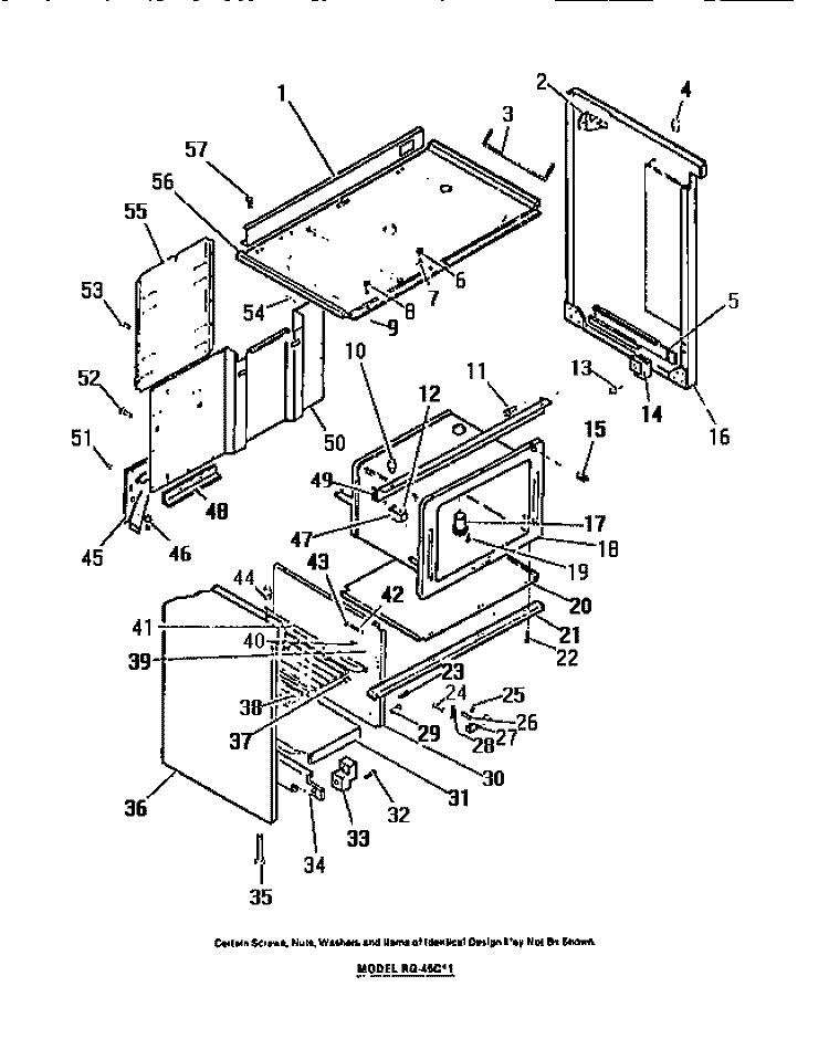 OVEN LINER, SIDE PANELS Diagram and Parts List for RG45CL1  Frigidaire Range