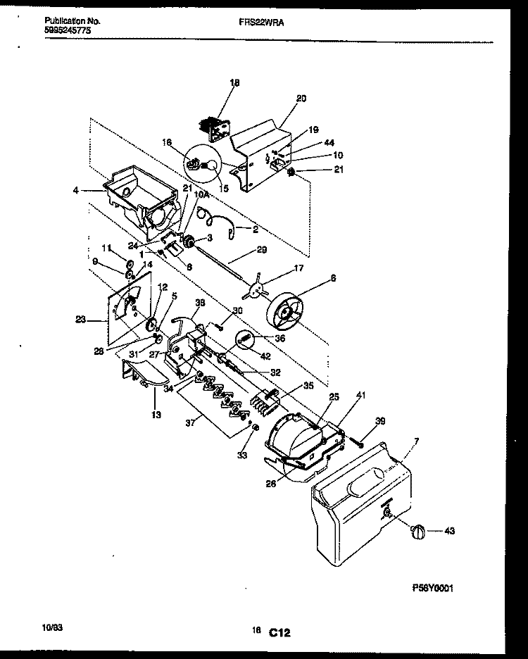 ICE DISPENSER Diagram and Parts List for FRS22WRAD2  Frigidaire Refrigerator