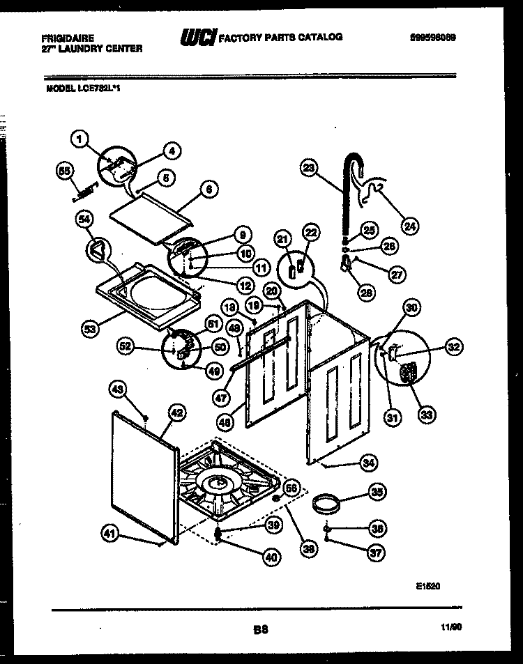 CABINET PARTS Diagram and Parts List for LCE732LW1  Frigidaire Washer Dryer Combo