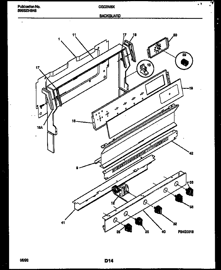 BACKGUARD Diagram and Parts List for CGC3M6DXH  Gibson Range