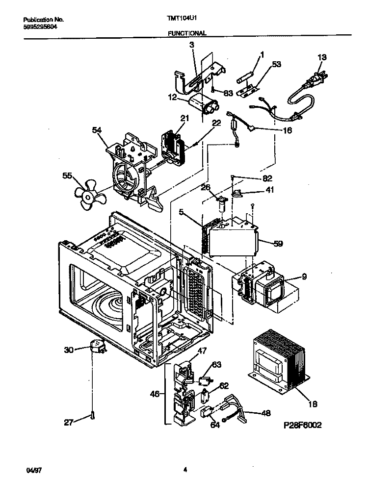 FUNCTIONAL Diagram and Parts List for TMT104U1S1  Tappan Microwave