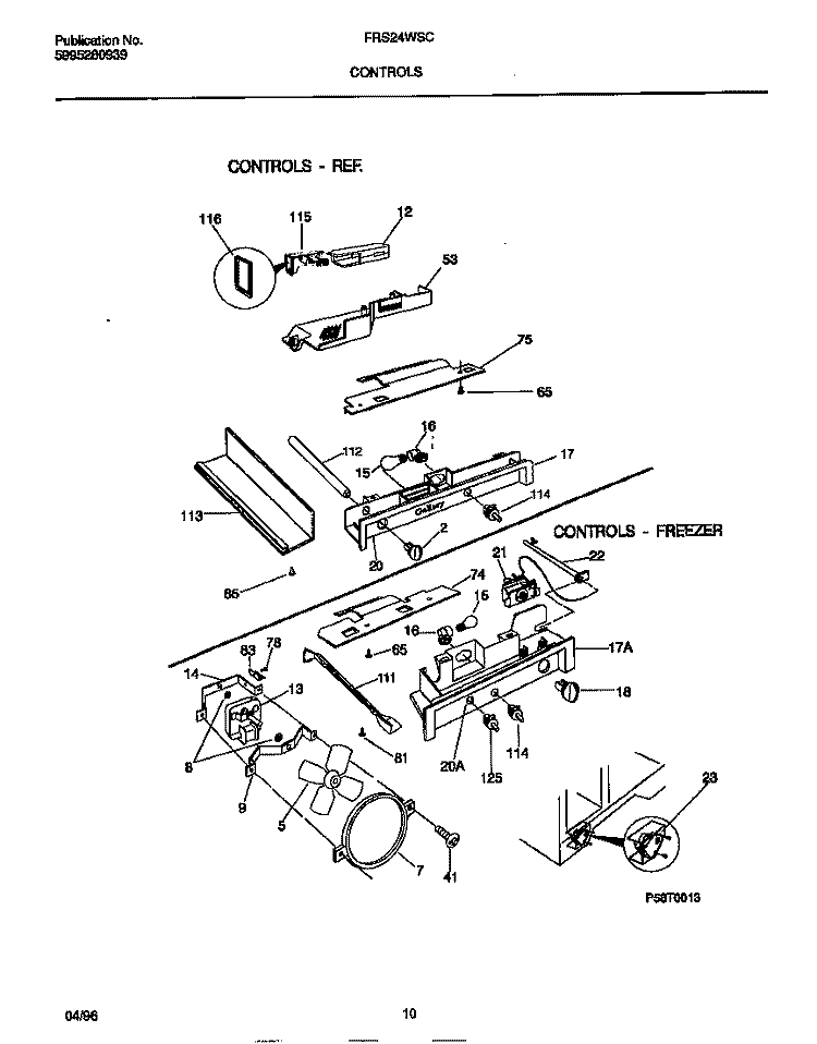 CONTROLS Diagram and Parts List for FRS24WSCB2  Frigidaire Refrigerator