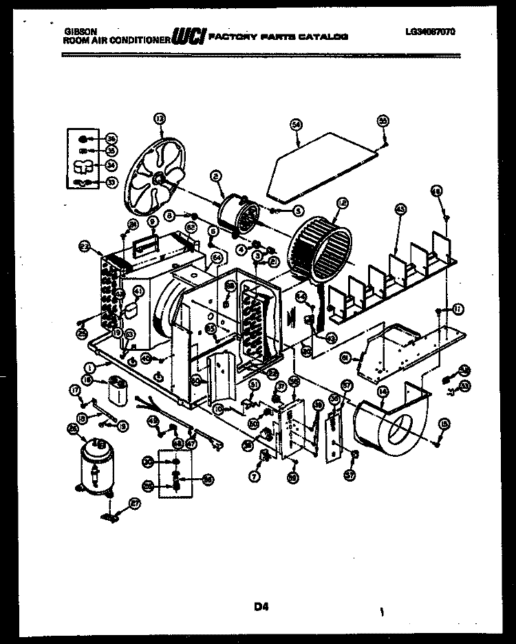 ELECTRICAL AND AIR HANDLING PARTS Diagram and Parts List for AK18E6RTBA  Gibson Air Conditioner