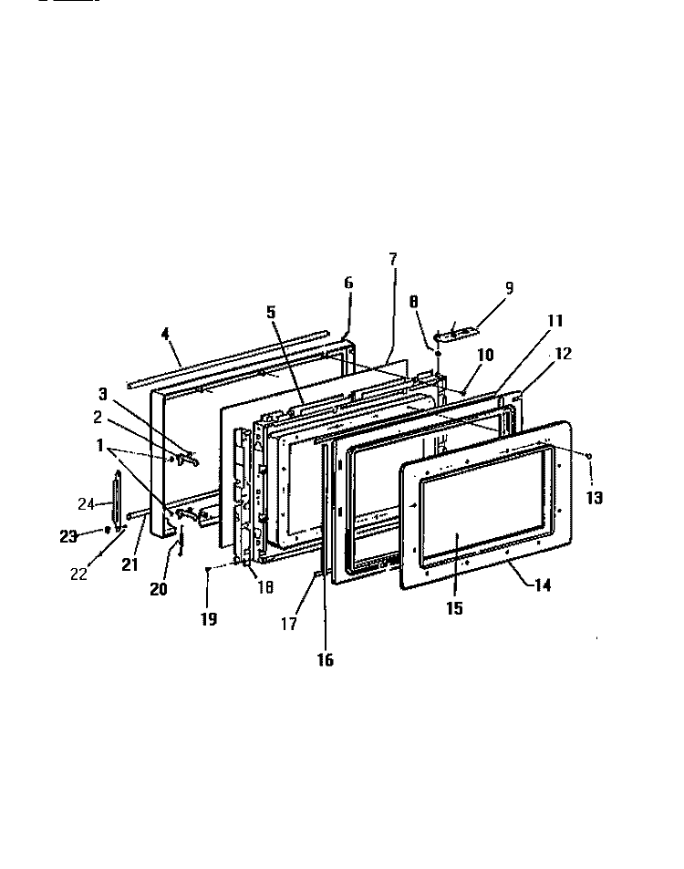 DOOR Diagram and Parts List for KM550HXM  Frigidaire Microwave