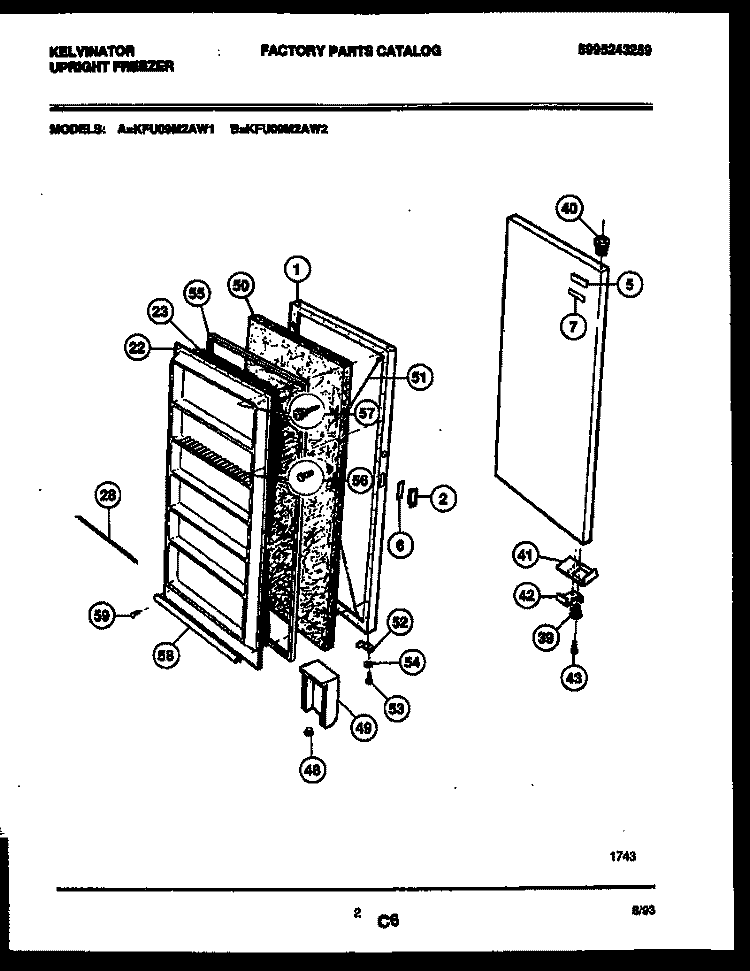 DOOR PARTS Diagram and Parts List for KFU09M2AW1  Kelvinator Freezer
