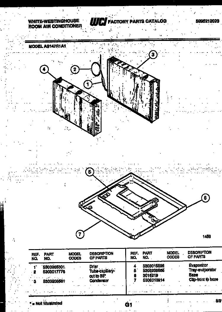 UNIT PARTS Diagram and Parts List for AS147R1A1  Frigidaire Air Conditioner