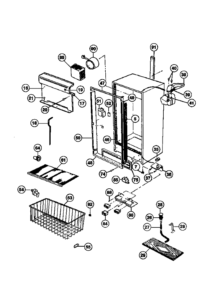 CABINET Diagram and Parts List for GFU16F7AW4  Gibson Freezer
