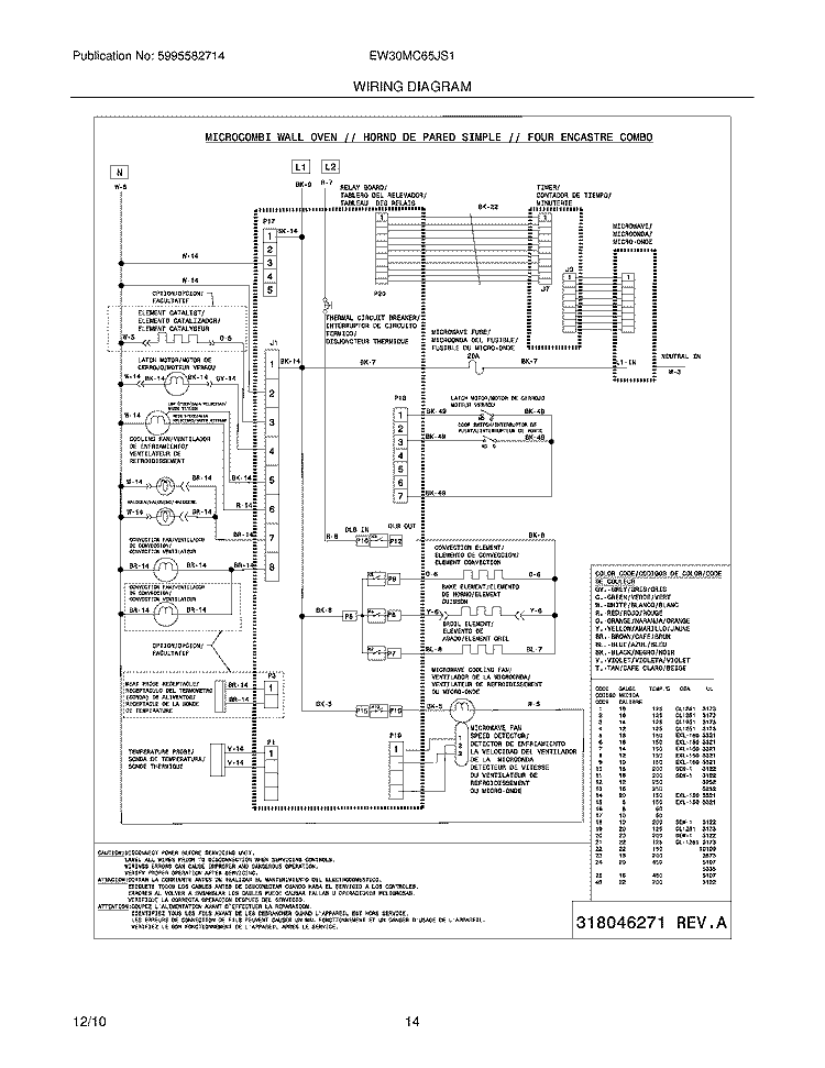 WIRING DIAGRAM Diagram and Parts List for EW30MC65JS1  Electrolux Microwave Oven Combo