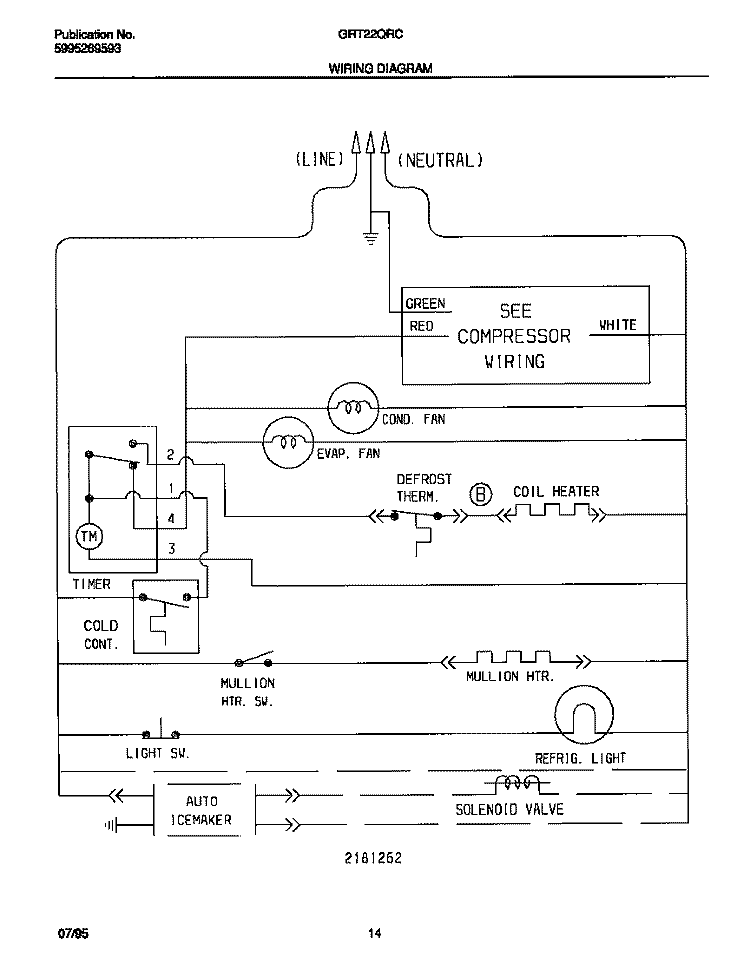 WIRING DIAGRAM Diagram and Parts List for GRT22QRCD0  Gibson Refrigerator