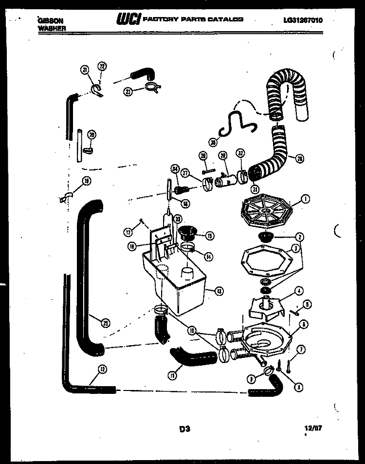 DRAIN AND RECIRCULATE PARTS Diagram and Parts List for WA24P2DTFB  Gibson Washer