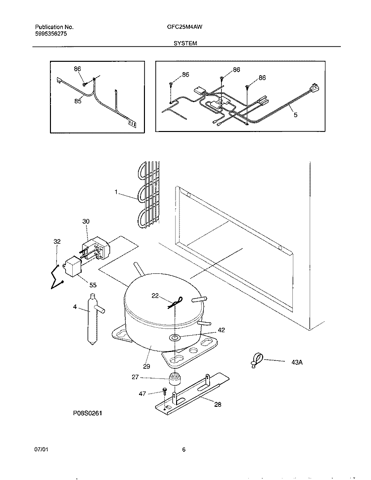 SYSTEM Diagram and Parts List for GFC25M4AW0  Gibson Freezer