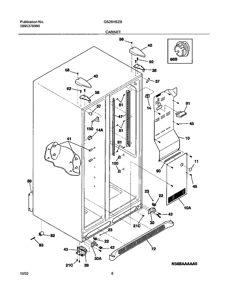 CABINET Diagram and Parts List for GS26HSZBC2  Frigidaire Refrigerator