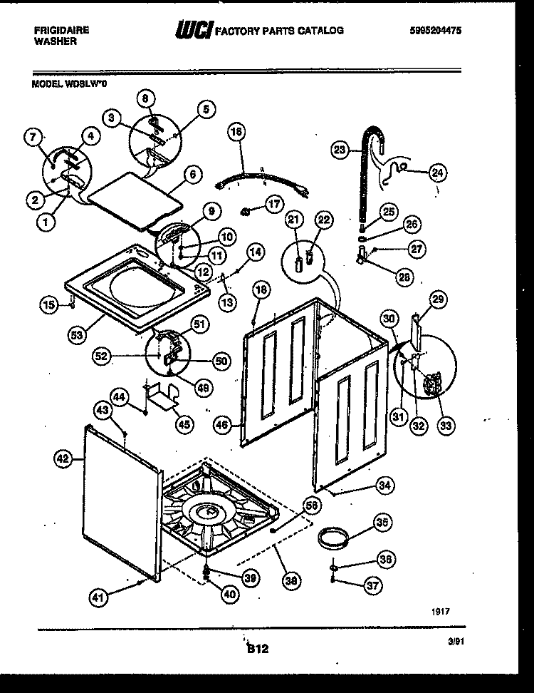 CABINET PARTS Diagram and Parts List for WDSLW0  Frigidaire Washer