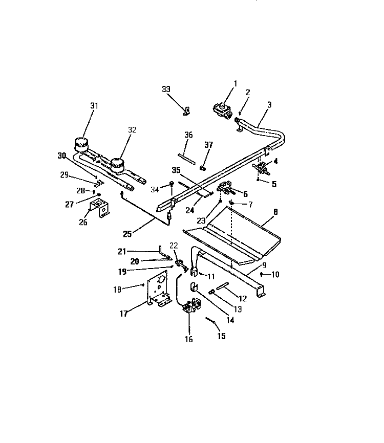 BURNERS, IGNITORS, CONTROLS Diagram and Parts List for G30PCL0  Frigidaire Wall Oven