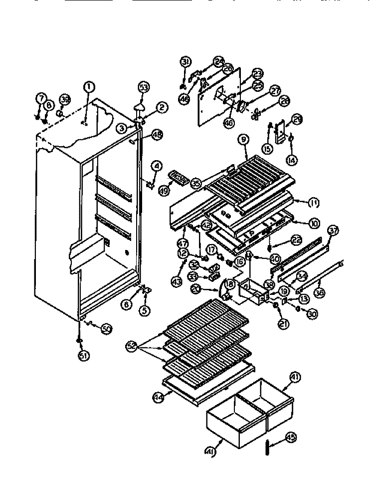 CABINET PARTS Diagram and Parts List for RT17F2WT3A  Gibson Refrigerator