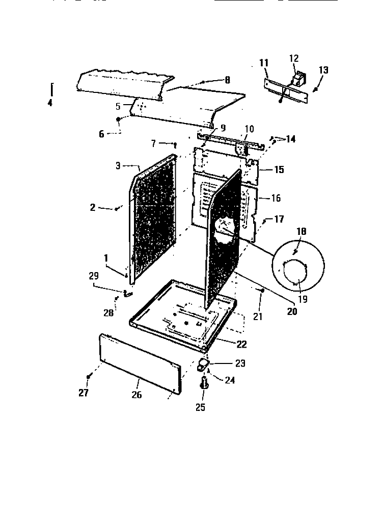 TOP PANEL & BODY Diagram and Parts List for DC600EXD2  Frigidaire Dryer