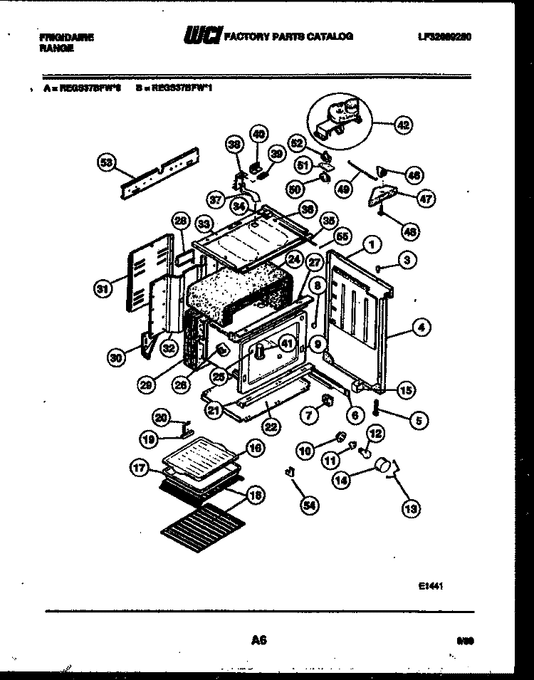 BODY PARTS Diagram and Parts List for REGS37BFH0  Frigidaire Range