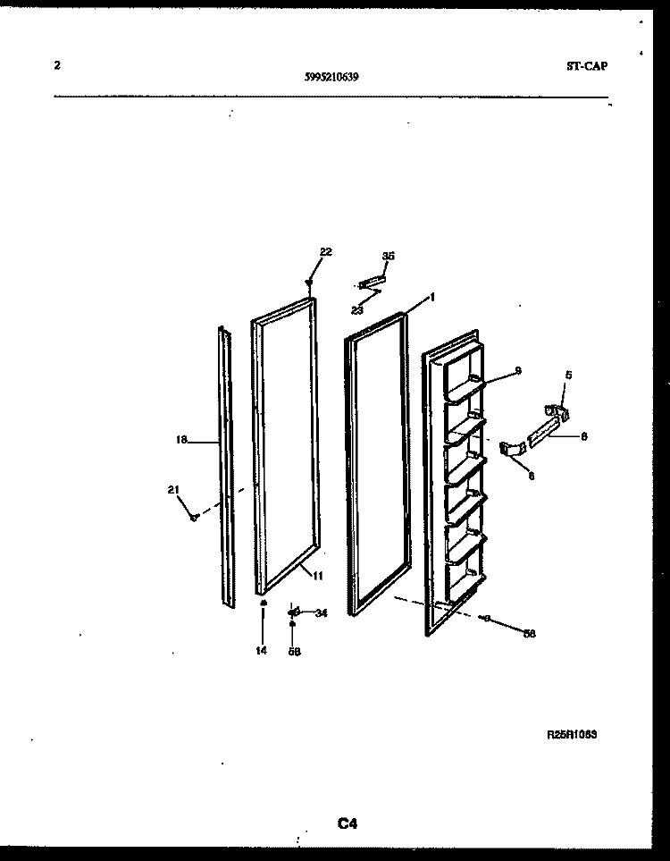 FREEZER DOOR PARTS Diagram and Parts List for FPCI19VPL1  Frigidaire Refrigerator