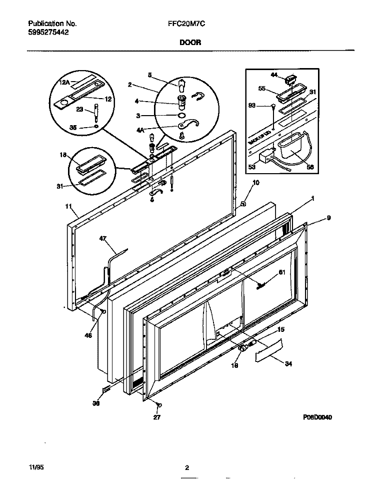 DOOR Diagram and Parts List for FFC20M7CW1  Frigidaire Freezer