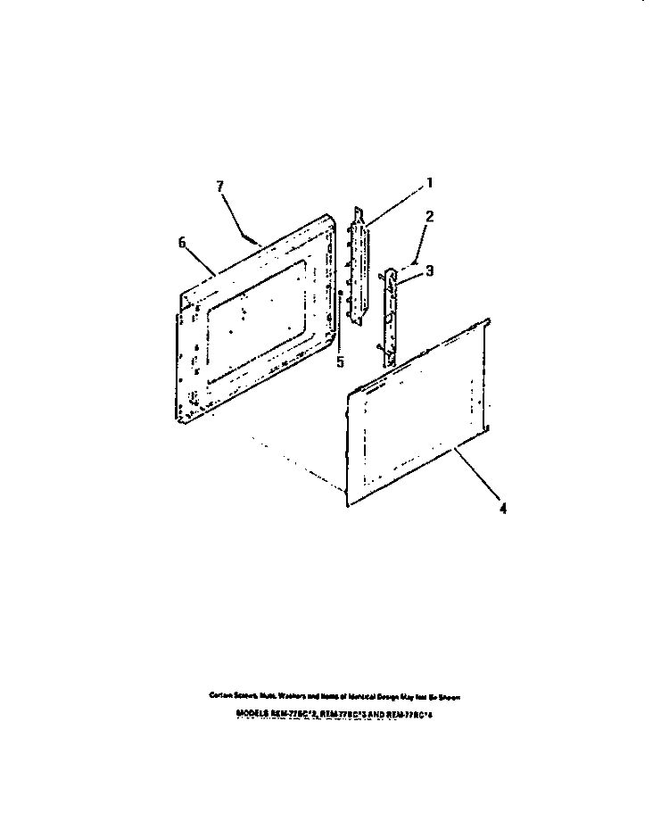 MICROWAVE OVEN DOOR, PANELS, HINGE Diagram and Parts List for REM77BCB3  Frigidaire Microwave Oven Combo