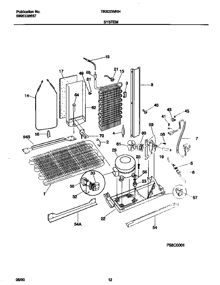 SYSTEM Diagram and Parts List for TRS20WRHD4  Tappan Refrigerator