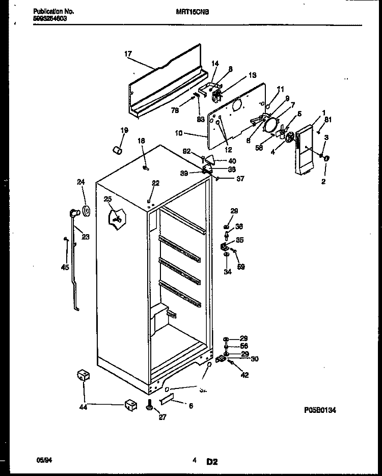 CABINET PARTS Diagram and Parts List for MRT15CNBD0  Frigidaire Refrigerator