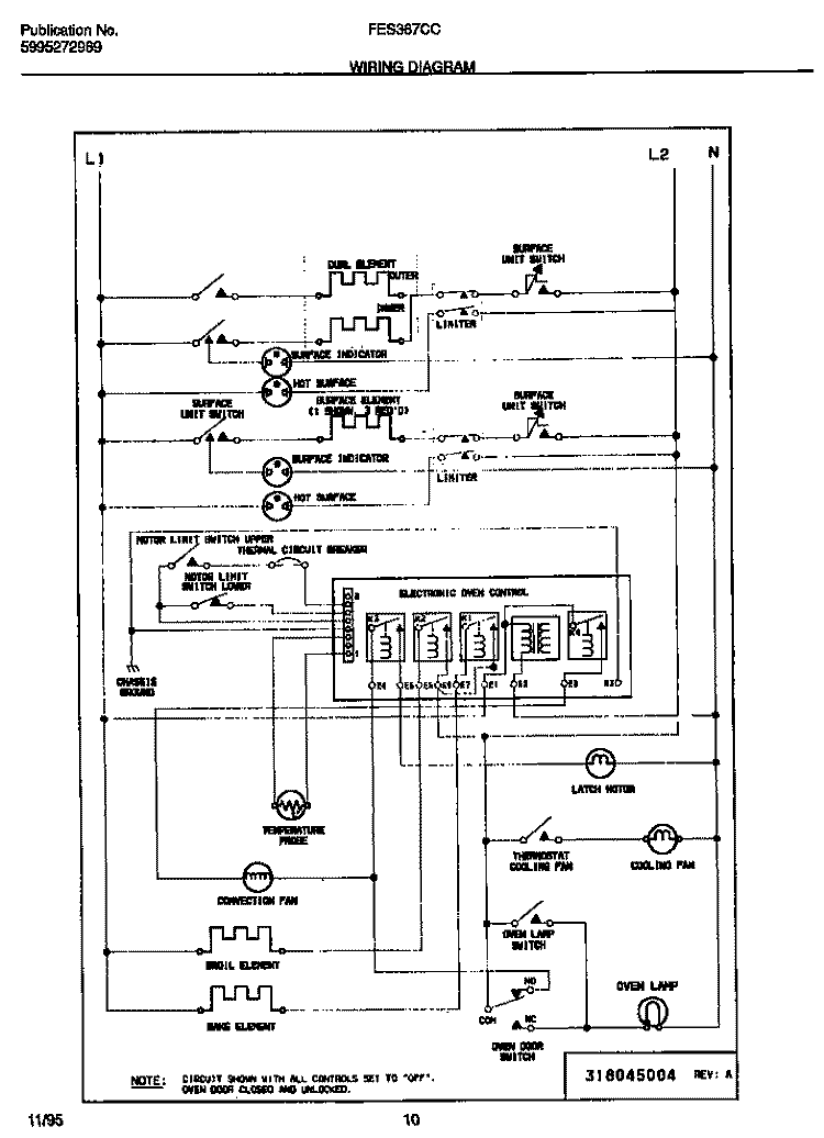 WIRING DIAGRAM Diagram and Parts List for FES367CCTA  Frigidaire Range