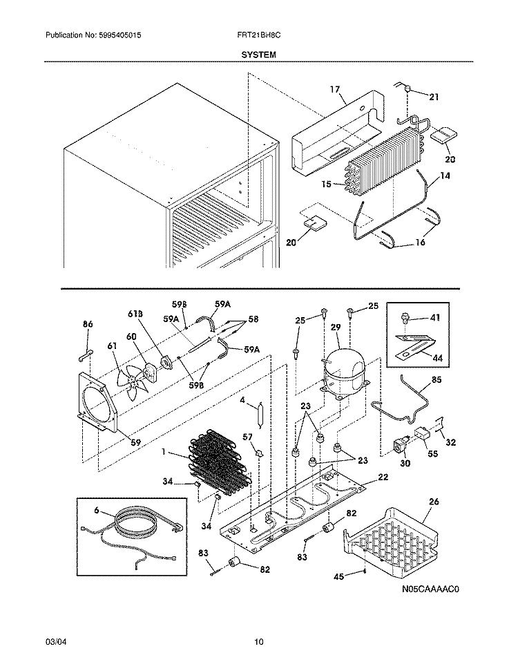 SYSTEM Diagram and Parts List for FRT21BH8CQ2  Frigidaire Refrigerator
