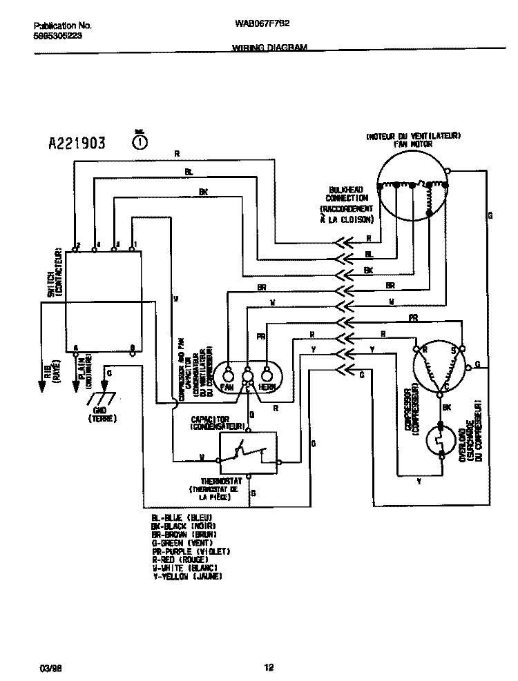 WIRING DIAGRAM Diagram and Parts List for WAB067F7B2  Frigidaire Air Conditioner