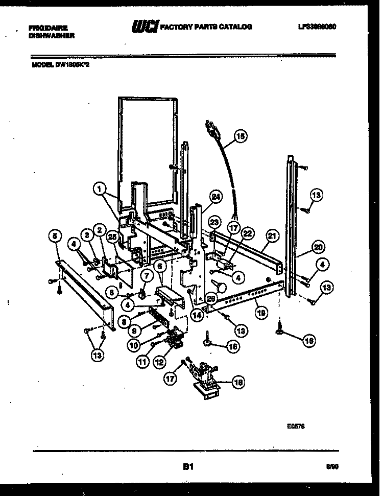 POWER DRY AND MOTOR PARTS Diagram and Parts List for DW1085KW2  Frigidaire Dishwasher