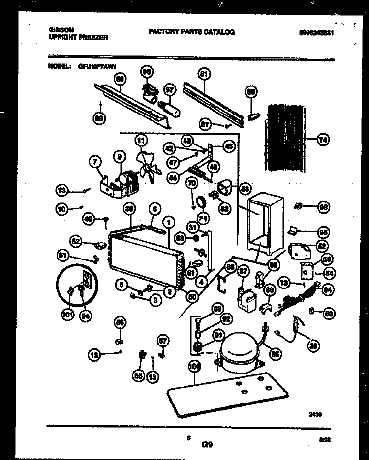 SYSTEM AND AUTOMATIC DEFROST PARTS Diagram and Parts List for GFU16F7AW1  Gibson Freezer