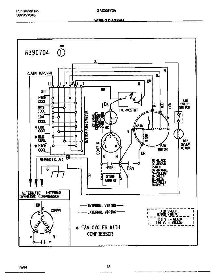 WIRING DIAGRAM Diagram and Parts List for GAS228Y2A1  Gibson Air Conditioner