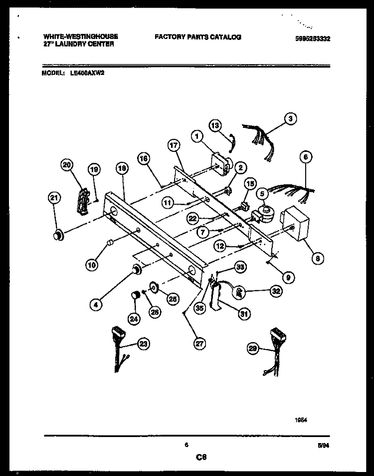 CONSOLE AND CONTROL PARTS Diagram and Parts List for LE400AXW2  Frigidaire Washer Dryer Combo
