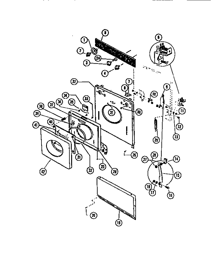 DOOR, FRONT PANEL Diagram and Parts List for WF2000DW1  Frigidaire Washer