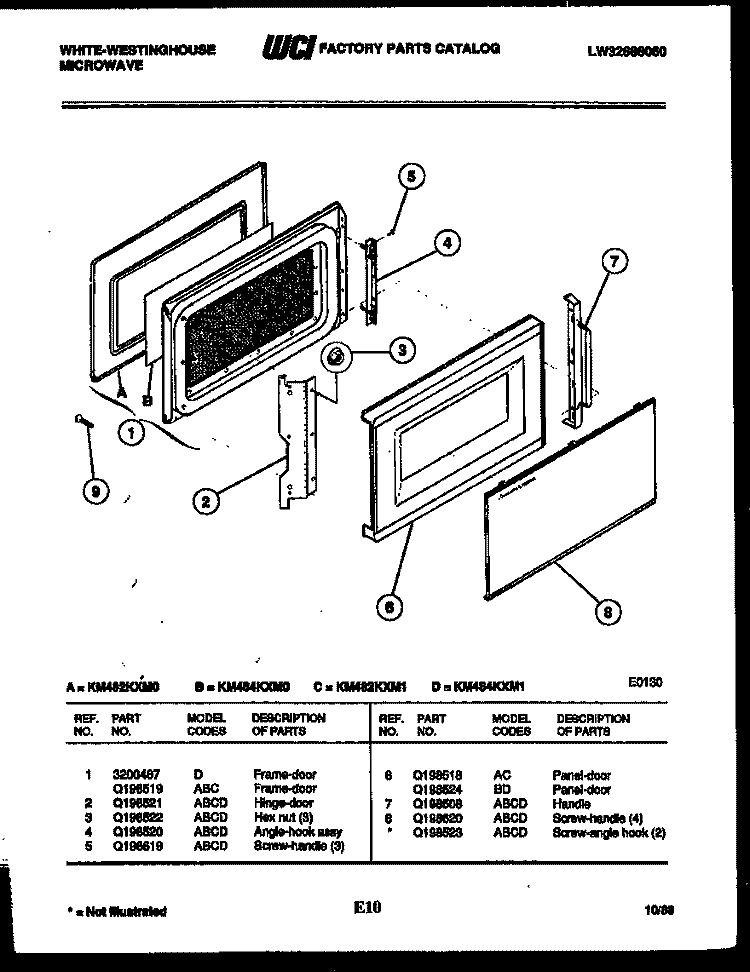DOOR PARTS Diagram and Parts List for KM484KXM0  Frigidaire Microwave