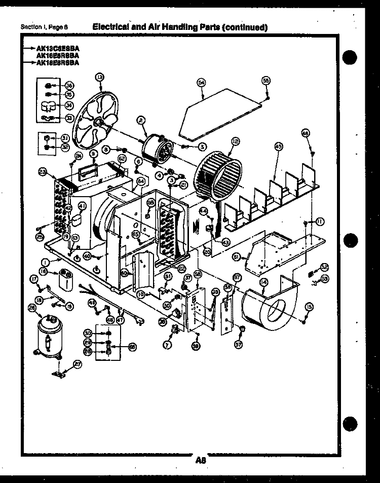 ELECTRICAL AND AIR HANDLING PARTS Diagram and Parts List for AK16E6RSBA  Gibson Air Conditioner
