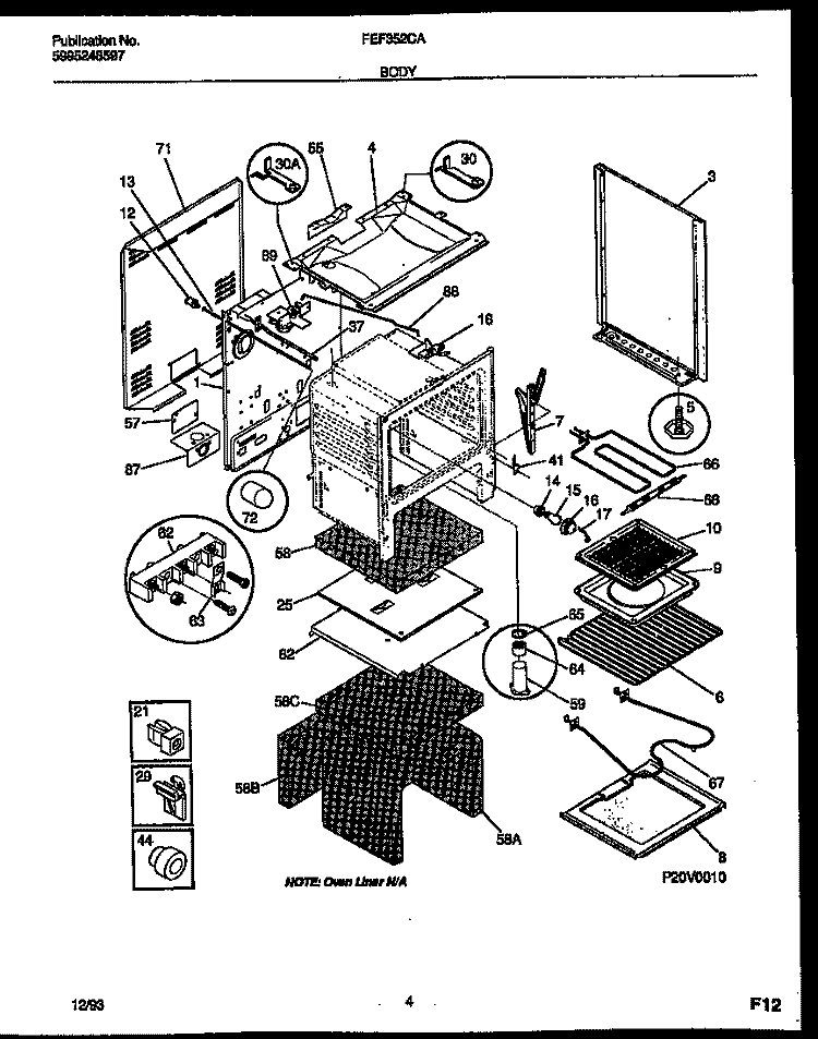 BODY PARTS Diagram and Parts List for FEF352CATB  Frigidaire Range