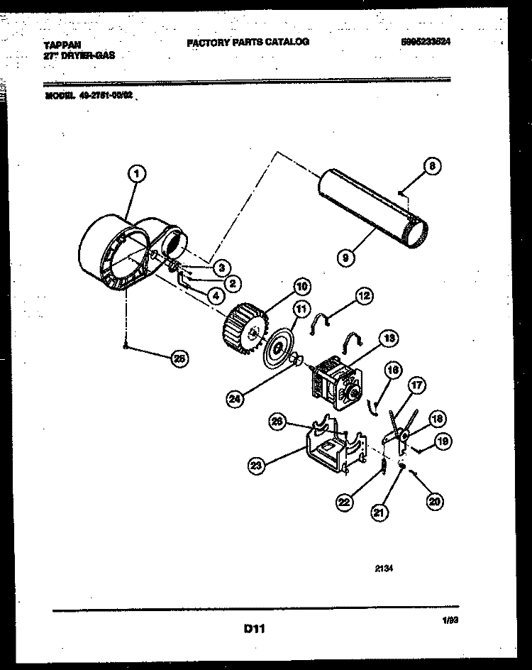 BLOWER AND DRIVE PARTS Diagram and Parts List for 49-2751-00-02  Tappan Dryer