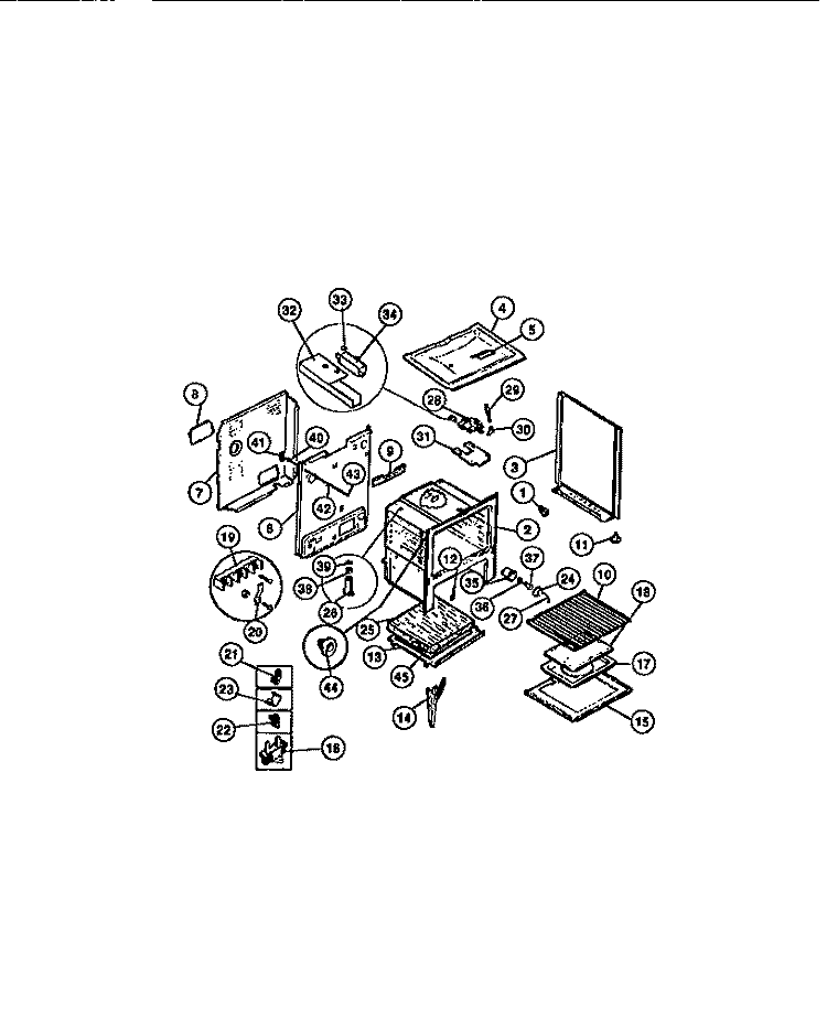 BASIC BODY Diagram and Parts List for 31-2758-00-02  Tappan Range